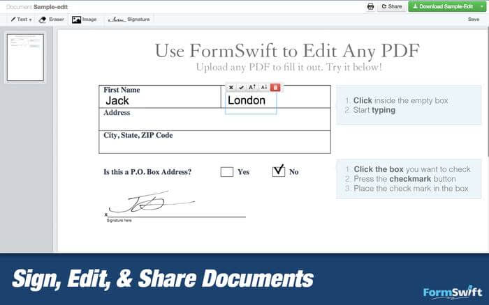 formswift free pdf editor